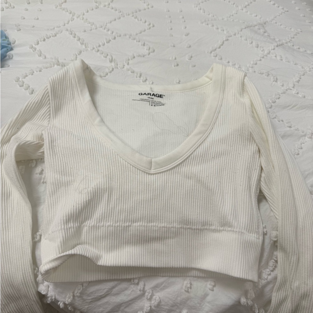 Garage Women's White Ribbed Crop Top